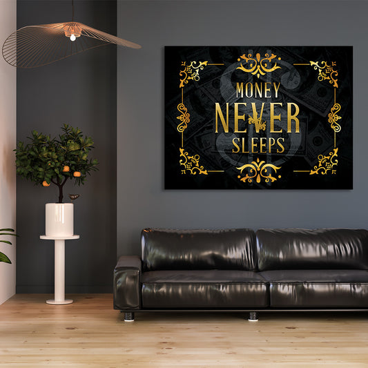 Tablou Motivational - Money never sleep