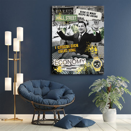 Tablou Motivational - Wolf of Wall Street (Newspaper Collage)