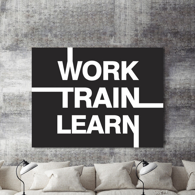 Tablou Motivational - Work, Train, Learn