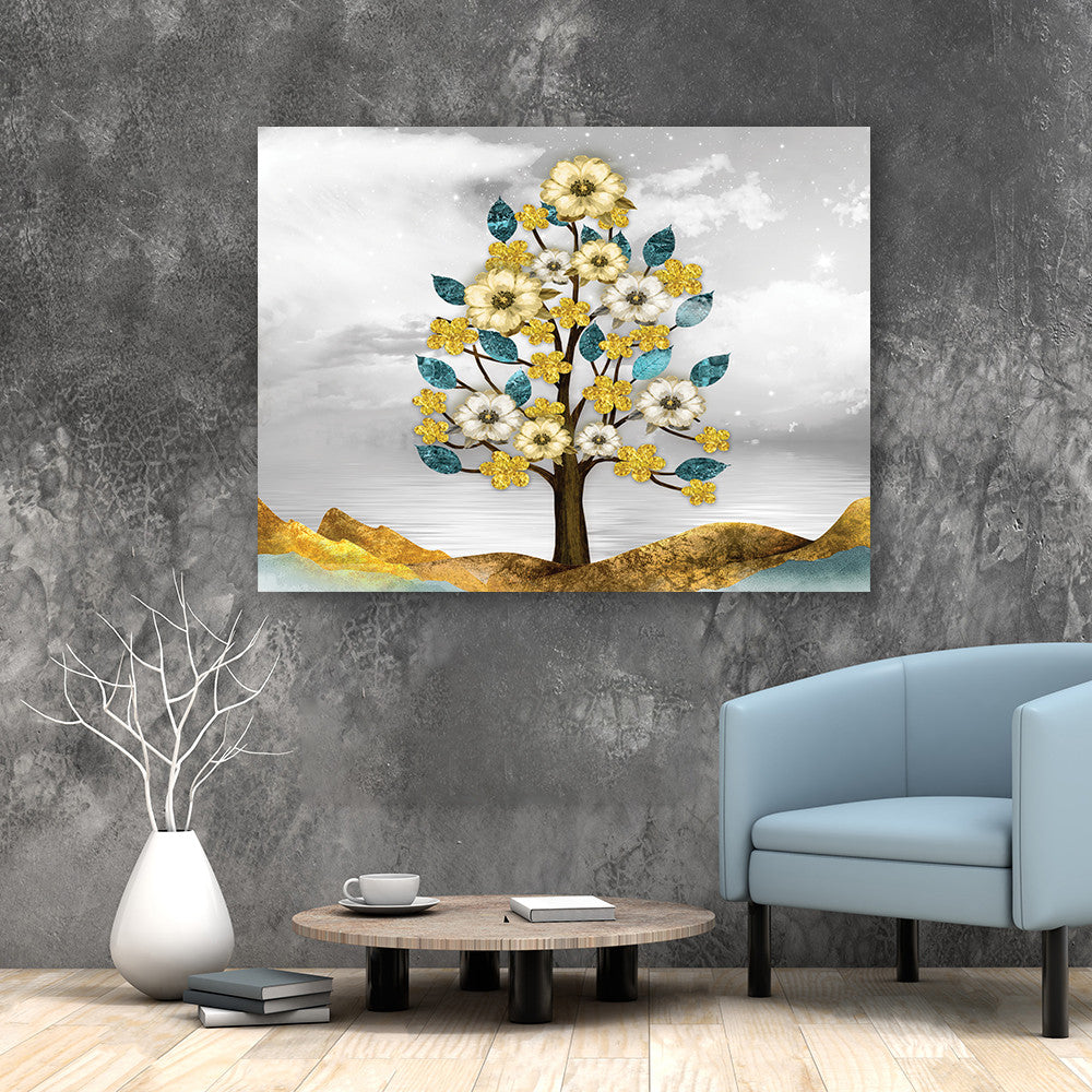 Tablou Tree with golden flower